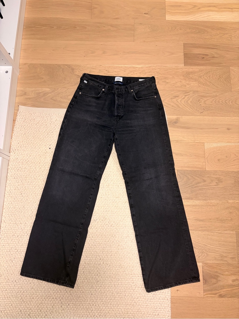 Citizens Of Humanity Washed Black Wide-Leg Jeans
